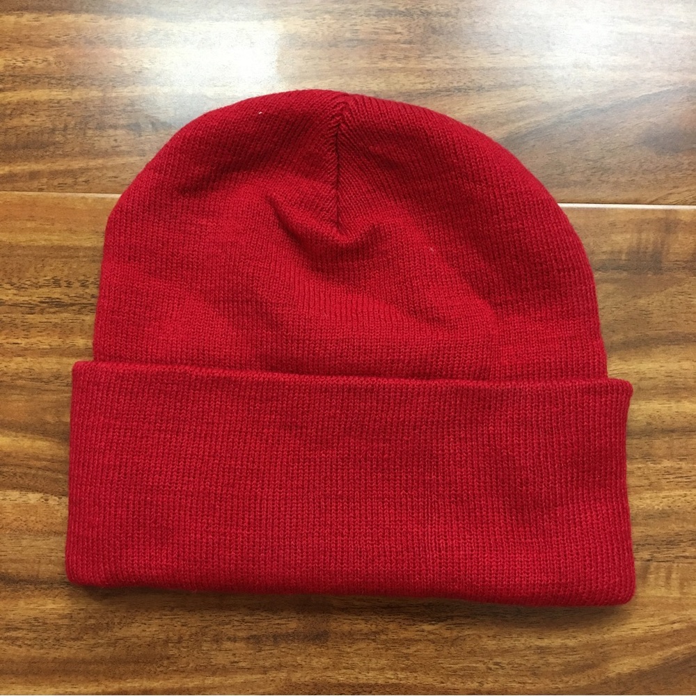 Toppers Women Red Acrylic Thicker Knit Fold Over Beanie Hat Cabincore Streetwear